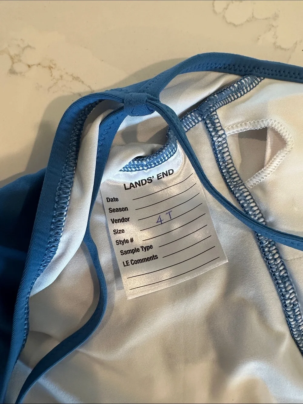 Lands End Blue One Piece Swimsuit Size 4 Tall
